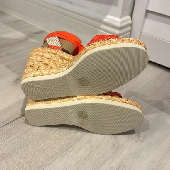 Vince Camuto NWOT Brisshel Leather Espadrille Wedge Orange Sandal. No box. - Picture 10 of 10